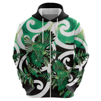 Piwakawaka New Zealand Matariki Zip Hoodie Maori New Year Silver Fern Green Galaxy LT14 - Polynesian Pride