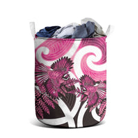 Piwakawaka New Zealand Matariki Laundry Basket Maori New Year Silver Fern Pink Galaxy
