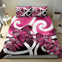 Piwakawaka New Zealand Matariki Bedding Set Maori New Year Silver Fern Pink Galaxy