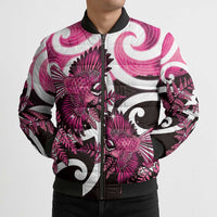 Piwakawaka New Zealand Matariki Bomber Puffer Jacket Maori New Year Silver Fern Pink Galaxy