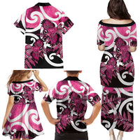 Piwakawaka New Zealand Matariki Family Matching Puletasi and Hawaiian Shirt Maori New Year Silver Fern Pink Galaxy LT14 - Polynesian Pride