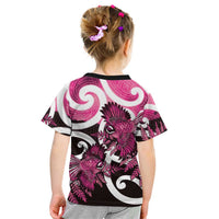 Piwakawaka New Zealand Matariki Kid T Shirt Maori New Year Silver Fern Pink Galaxy LT14 - Polynesian Pride