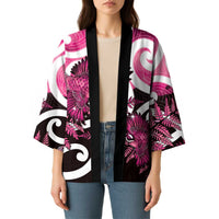 Piwakawaka New Zealand Matariki Kimono Maori New Year Silver Fern Pink Galaxy
