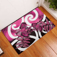Piwakawaka New Zealand Matariki Rubber Doormat Maori New Year Silver Fern Pink Galaxy