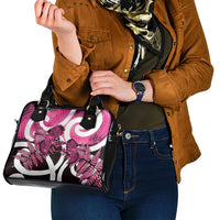 Piwakawaka New Zealand Matariki Shoulder Handbag Maori New Year Silver Fern Pink Galaxy
