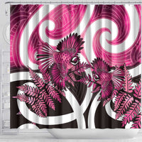 Piwakawaka New Zealand Matariki Shower Curtain Maori New Year Silver Fern Pink Galaxy LT14 - Polynesian Pride
