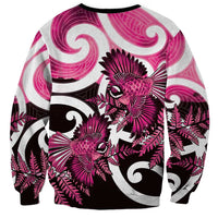 Piwakawaka New Zealand Matariki Sweatshirt Maori New Year Silver Fern Pink Galaxy