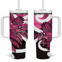 Piwakawaka New Zealand Matariki Tumbler With Handle Maori New Year Silver Fern Pink Galaxy LT14 One Size: 40 oz Pink - Polynesian Pride