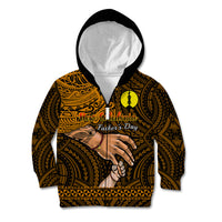 Personalised Father Day New Caledonia Kid Hoodie I Love You Dad LT14 Zip Hoodie Gold - Polynesian Pride