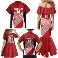 Tonga Rugby Custom Family Matching Mermaid Dress and Hawaiian Shirt Go ʻIkale Tahi Go Tongan Tapa Cloth LT14 - Polynesian Pride