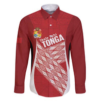 Tonga Rugby Custom Family Matching Short Sleeve Bodycon Dress and Hawaiian Shirt Go ʻIkale Tahi Go Tongan Tapa Cloth LT14 Dad's Shirt - Long Sleeve Red - Polynesian Pride