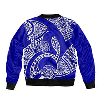 Polynesian Pride Hawaii Bomber Jacket Hawaiian Tribal Honu Blue Version LT14 - Polynesian Pride