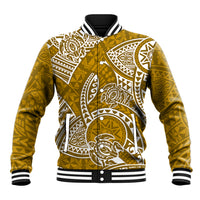 Polynesian Pride Hawaii Baseball Jacket Hawaiian Tribal Honu Gold Version LT14 Unisex Gold - Polynesian Pride