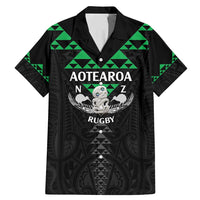 Personalised Aotearoa Rugby Family Matching Mermaid Dress and Hawaiian Shirt New Zealand Maori Kete Matauranga Pattern LT14 Dad's Shirt - Short Sleeve Black - Polynesian Pride