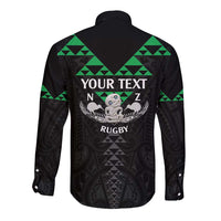 Personalised Aotearoa Rugby Long Sleeve Button Shirt New Zealand Maori Kete Matauranga Pattern LT14 - Polynesian Pride