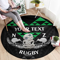 Personalised Aotearoa Rugby Round Carpet New Zealand Maori Kete Matauranga Pattern LT14 - Polynesian Pride