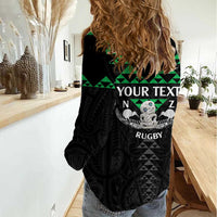 Personalised Aotearoa Rugby Women Casual Shirt New Zealand Maori Kete Matauranga Pattern