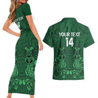 Custom Aotearoa Rugby Couples Matching Short Sleeve Bodycon Dress and Hawaiian Shirt New Zealand Maori Kete Poutama Pattern LT14 - Polynesian Pride