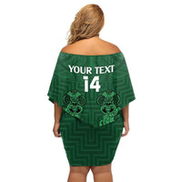 Custom Aotearoa Rugby Family Matching Off Shoulder Short Dress and Hawaiian Shirt New Zealand Maori Kete Poutama Pattern LT14 - Polynesian Pride