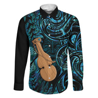 Kotiate New Zealand Family Matching Short Sleeve Bodycon Dress and Hawaiian Shirt Maori Weapon Paua Shell Haka Fern LT14 Dad's Shirt - Long Sleeve Turquoise - Polynesian Pride