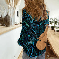 Kotiate New Zealand Women Casual Shirt Maori Weapon Paua Shell Haka Fern