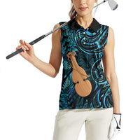 Kotiate New Zealand Women Sleeveless Polo Shirt Maori Weapon Paua Shell Haka Fern
