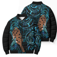 Maripi New Zealand Bomber Puffer Jacket Maori Weapon Paua Shell Haka Fern