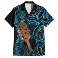 Maripi New Zealand Family Matching Long Sleeve Bodycon Dress and Hawaiian Shirt Maori Weapon Paua Shell Haka Fern LT14 Dad's Shirt - Short Sleeve Turquoise - Polynesian Pride