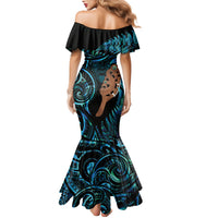 Maripi New Zealand Family Matching Mermaid Dress and Hawaiian Shirt Maori Weapon Paua Shell Haka Fern LT14 - Polynesian Pride