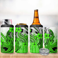 Hawaii 4 in 1 Can Cooler Tumbler Polynesian Shark Tattoo With Plumeria Green Gradient LT14 - Polynesian Pride
