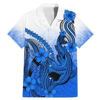 Blue Hawaii Family Matching Outfits Mermaid Dress And Hawaiian Shirt Polynesian Shark Tattoo LT14 Dad's Shirt - Short Sleeve - Polynesian Pride