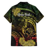 Personalised Hawaii Nene Goose Family Matching Long Sleeve Bodycon Dress and Hawaiian Shirt Hawaiian Map Hibiscus Polynesian Art - Reggae Gradient LT14 - Polynesian Pride