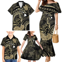 Personalised Hawaii Nene Goose Family Matching Mermaid Dress and Hawaiian Shirt Hawaiian Map Hibiscus Polynesian Art - Beige LT14 - Polynesian Pride