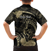 Personalised Hawaii Nene Goose Family Matching Off Shoulder Short Dress and Hawaiian Shirt Hawaiian Map Hibiscus Polynesian Art - Beige LT14 - Polynesian Pride