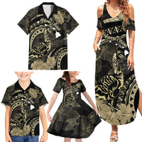 Personalised Hawaii Nene Goose Family Matching Summer Maxi Dress and Hawaiian Shirt Hawaiian Map Hibiscus Polynesian Art - Beige LT14 - Polynesian Pride