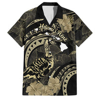 Personalised Hawaii Nene Goose Family Matching Summer Maxi Dress and Hawaiian Shirt Hawaiian Map Hibiscus Polynesian Art - Beige LT14 Dad's Shirt - Short Sleeve Beige - Polynesian Pride