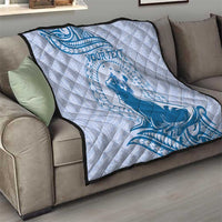 Personalised Hawaii Monk Seal Quilt Polynesian Tattoo With Tropical Flowers - Blue Pastel LT14 - Polynesian Pride