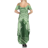 Personalised Hawaii Monk Seal Family Matching Summer Maxi Dress and Hawaiian Shirt Polynesian Tattoo With Tropical Flowers - Green Pastel LT14 - Polynesian Pride