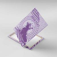 Personalised Hawaii Monk Seal Canvas Wall Art Polynesian Tattoo With Tropical Flowers - Purple Pastel