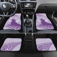 Personalised Hawaii Monk Seal Car Mats Polynesian Tattoo With Tropical Flowers - Purple Pastel LT14 Set 4pcs Purple - Polynesian Pride
