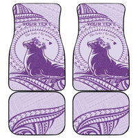 Personalised Hawaii Monk Seal Car Mats Polynesian Tattoo With Tropical Flowers - Purple Pastel LT14 - Polynesian Pride