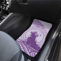 Personalised Hawaii Monk Seal Car Mats Polynesian Tattoo With Tropical Flowers - Purple Pastel LT14 - Polynesian Pride