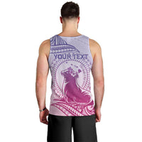 Personalised Hawaii Monk Seal Men Tank Top Polynesian Tattoo With Tropical Flowers - Purple Gradient