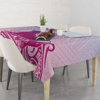 Personalised Hawaii Monk Seal Tablecloth Polynesian Tattoo With Tropical Flowers - Purple Gradient