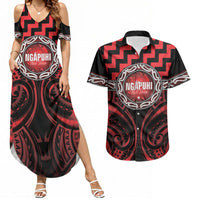 Aotearoa Ngapuhi Personalised Couples Matching Summer Maxi Dress and Hawaiian Shirt Maori Iwi Poutama Puhoro Tattoo