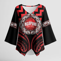 Aotearoa Ngapuhi Personalised Kimono Sleeve Blouse Maori Iwi Poutama Puhoro Tattoo
