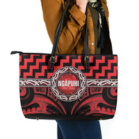Aotearoa Ngapuhi Leather Tote Bag Maori Iwi Poutama Puhoro Tattoo