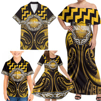Aotearoa Ngati Porou Personalised Family Matching Off Shoulder Maxi Dress and Hawaiian Shirt Maori Iwi Poutama Puhoro Tattoo
