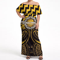 Aotearoa Ngati Porou Personalised Off Shoulder Maxi Dress Maori Iwi Poutama Puhoro Tattoo