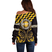 Aotearoa Ngati Porou Personalised Off Shoulder Sweater Maori Iwi Poutama Puhoro Tattoo